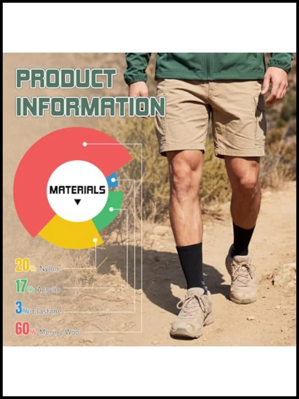 Merino Wool Hiking Socks 3 Pair Thermal Winter Cushioned Crew